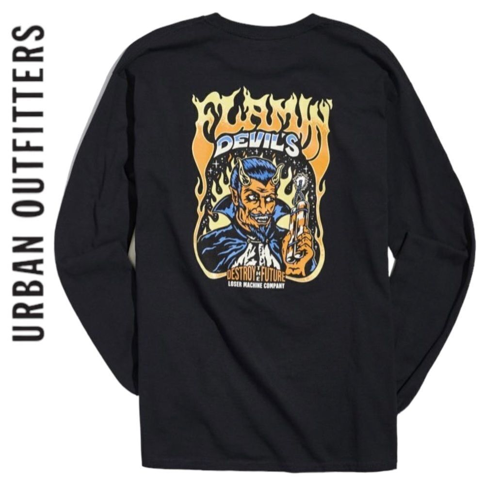 Urban Outfitters UO Dark Seas Flamin’ Devils Tee Shirt T-Shirt NEW L XL